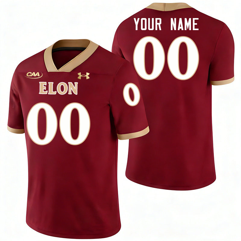 Custom Elon Phoenix Name And Number Football Jerseys-Maroon